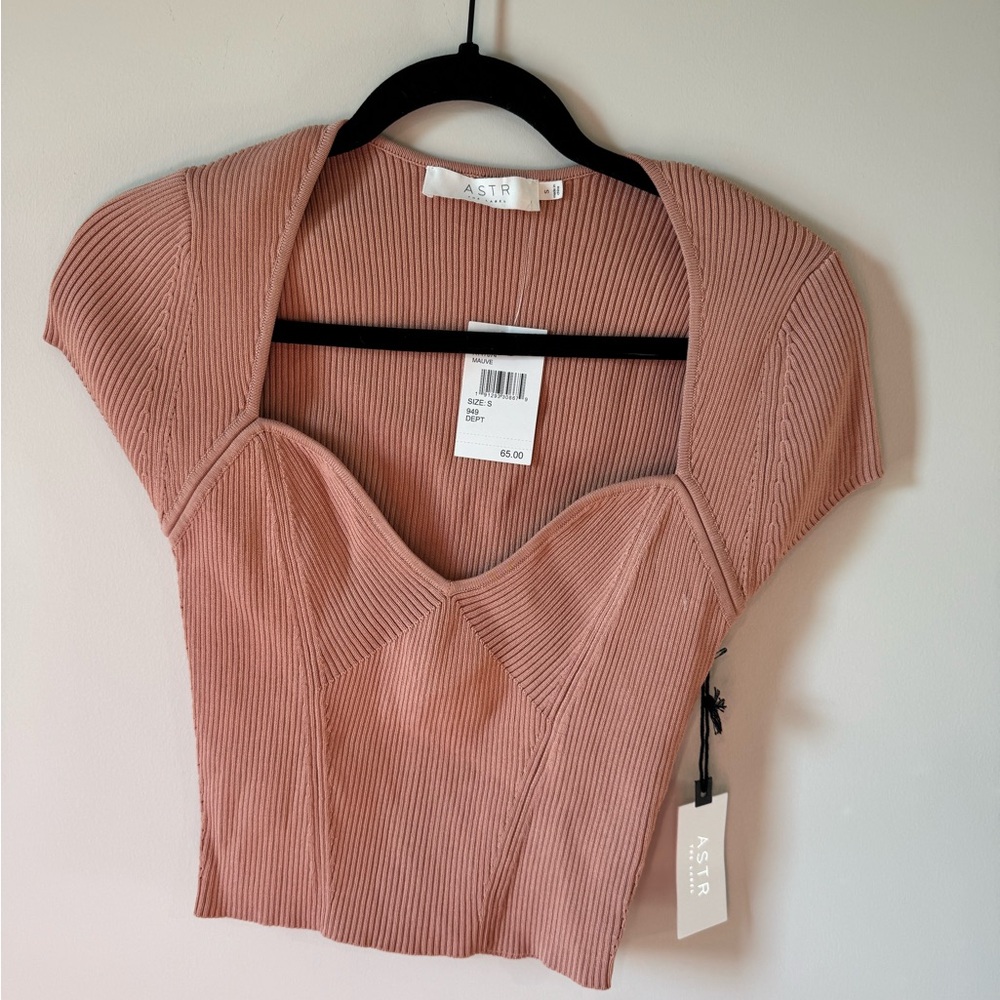 Astr Mauve Ribbed Sweetheart Bodysuit